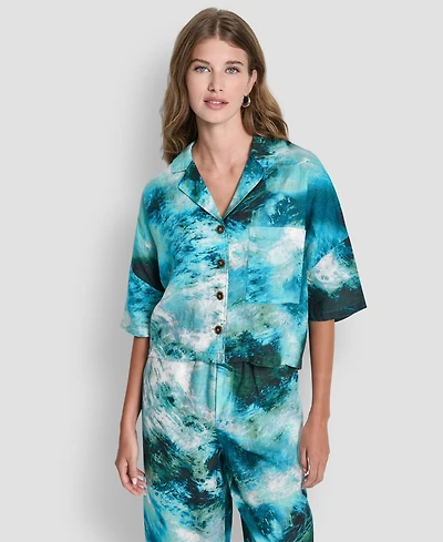Dkny Women's Short Sleeve Printed Top