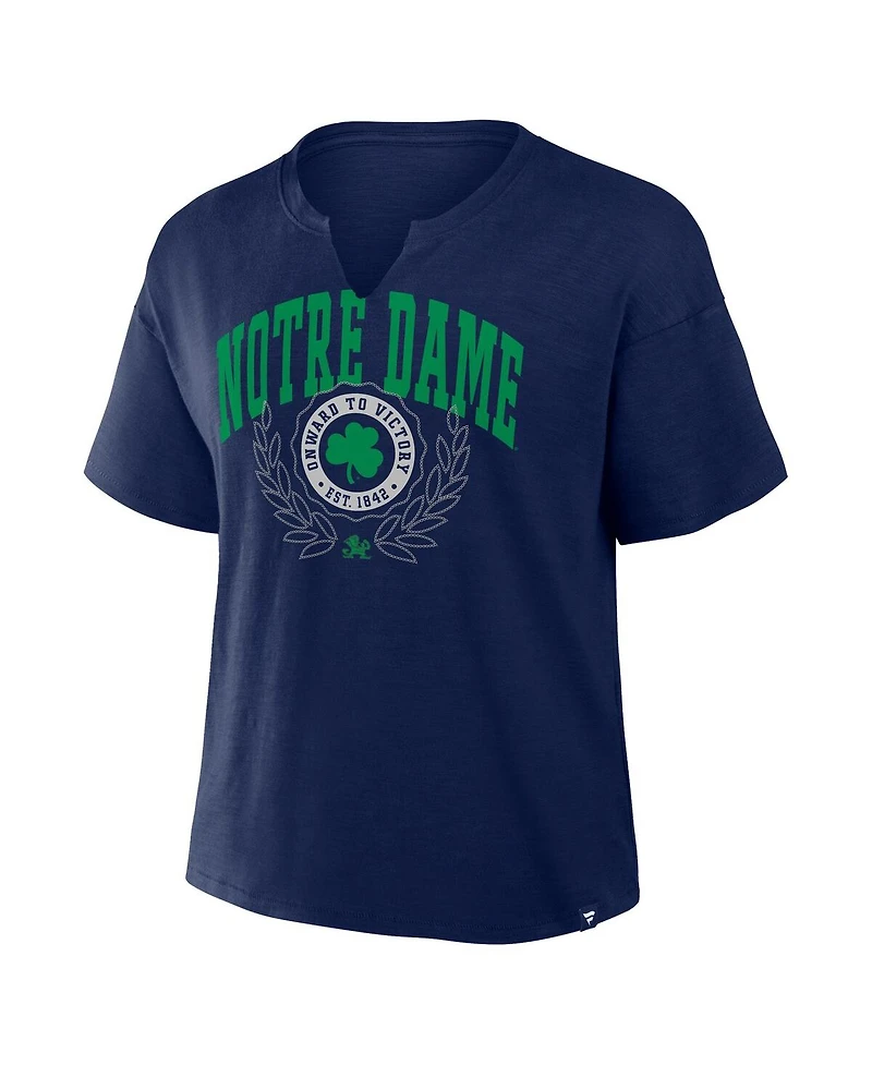Fanatics Women's Navy Notre Dame Fighting Irish Championship Drive Slub Boxy T-Shirt