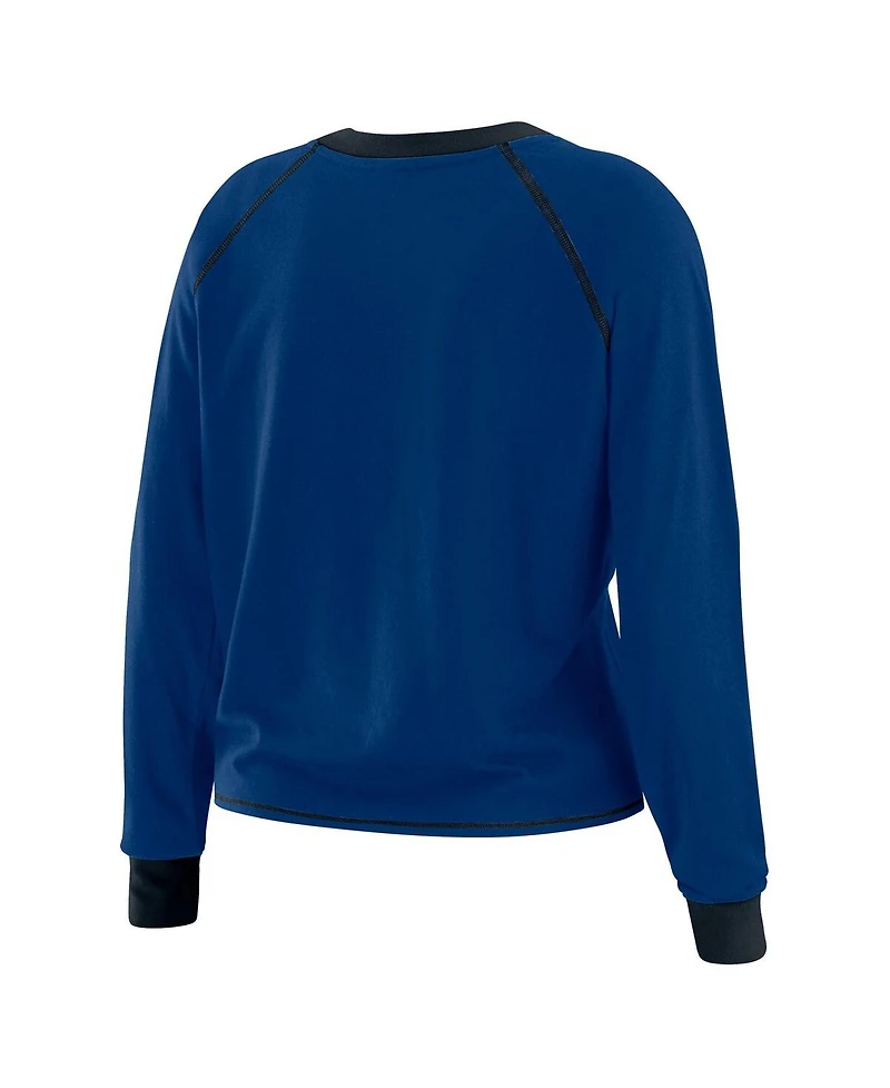 Wear by Erin Andrews Women's Royal/Black Indianapolis Colts Plus Size Tie-Front Long Sleeve Top