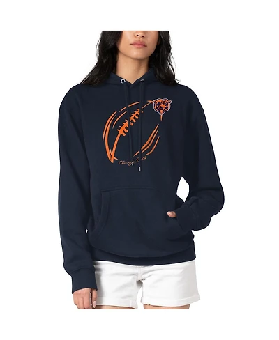 G-iii 4Her by Carl Banks Women's Navy Chicago Bears Football Logo Fleece Tri-Blend Pullover Hoodie