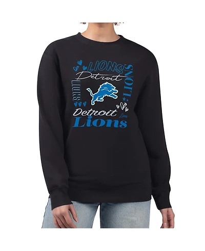 G-iii 4Her by Carl Banks Women's Detroit Lions Collage Graphic Fleece Pullover Sweatshirt