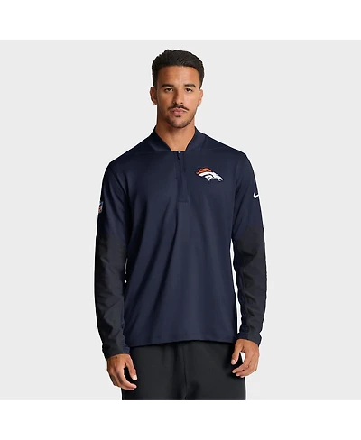 Nike Men's Navy Denver Broncos Sideline Dri-fit Half-Zip Pullover Hoodie