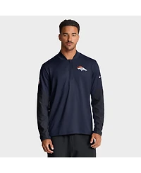 Nike Men's Navy Denver Broncos Sideline Dri-fit Half-Zip Pullover Hoodie