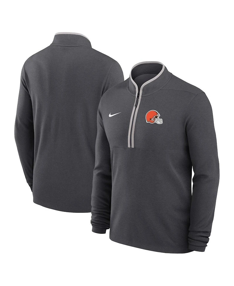 Nike Men's Anthracite Cleveland Browns Lightweight Victory Dri-fit Half-Zip Pullover Hoodie