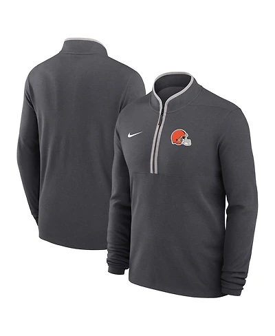 Nike Men's Anthracite Cleveland Browns Lightweight Victory Dri-fit Half-Zip Pullover Hoodie