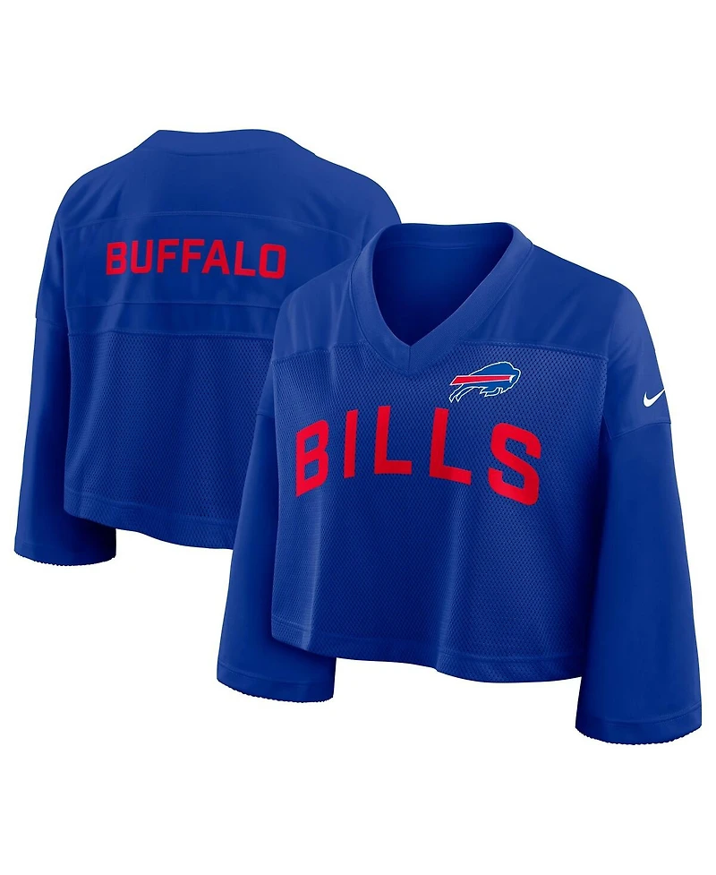 Nike Women's Royal Buffalo Bills Primetime Cropped Mesh Dri-fit Fashion Jersey