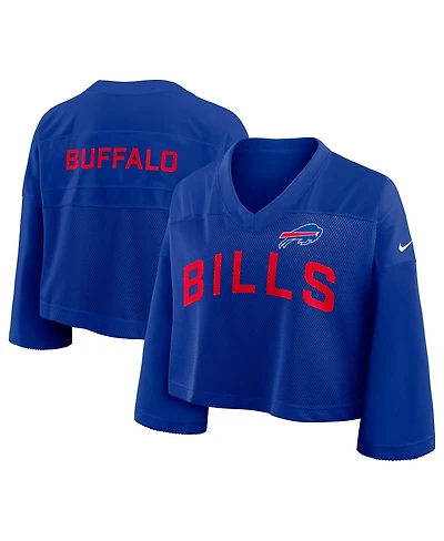 Nike Women's Royal Buffalo Bills Primetime Cropped Mesh Dri-fit Fashion Jersey