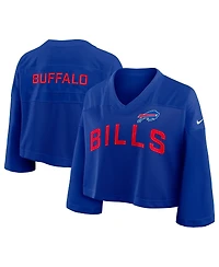 Nike Women's Royal Buffalo Bills Primetime Cropped Mesh Dri-fit Fashion Jersey