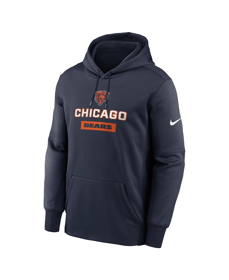 Nike Men's Navy Chicago Bears Toss Sweep Performance Pullover Hoodie
