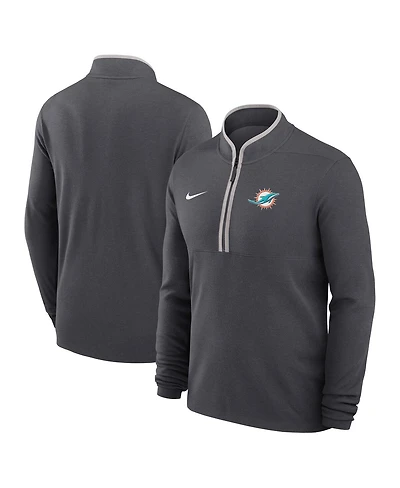 Nike Men's Anthracite Miami Dolphins Lightweight Victory Dri-fit Half-Zip Pullover Hoodie