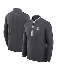 Nike Men's Anthracite Miami Dolphins Lightweight Victory Dri-fit Half-Zip Pullover Hoodie