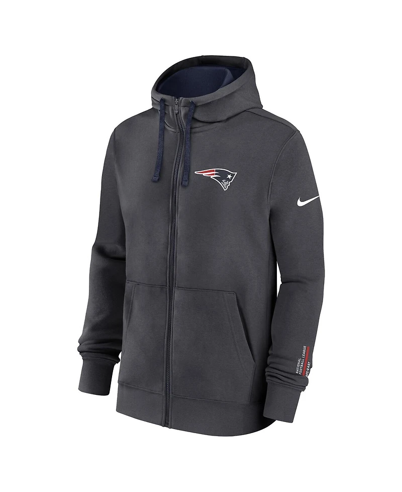 Nike Men's Anthracite New England Patriots Primetime Club Full-Zip Hoodie