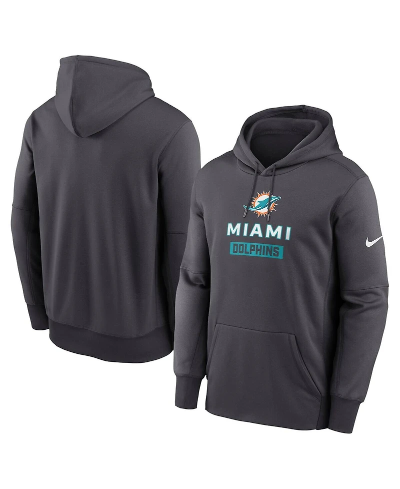 Nike Men's Anthracite Miami Dolphins Toss Sweep Performance Pullover Hoodie
