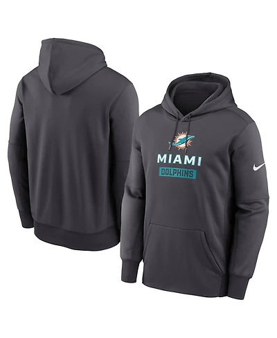 Nike Men's Anthracite Miami Dolphins Toss Sweep Performance Pullover Hoodie