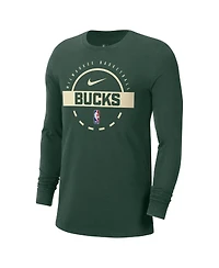 Nike Men's Hunter Green Milwaukee Bucks Authentic Long Sleeve Practice T-Shirt
