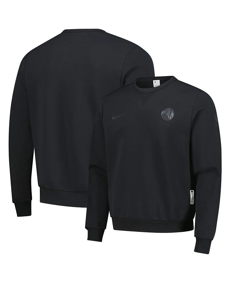 Nike Men's Black Minnesota Timberwolves Authentic Standard Issue Travel Dri-fit Pullover Sweatshirt