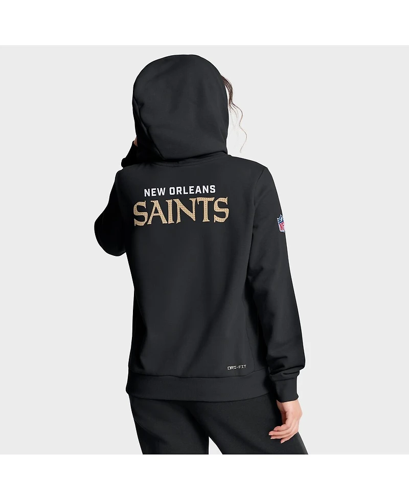 Nike Women's Black New Orleans Saints Sideline Standard Issue Initial Home Dri-fit Hoodie