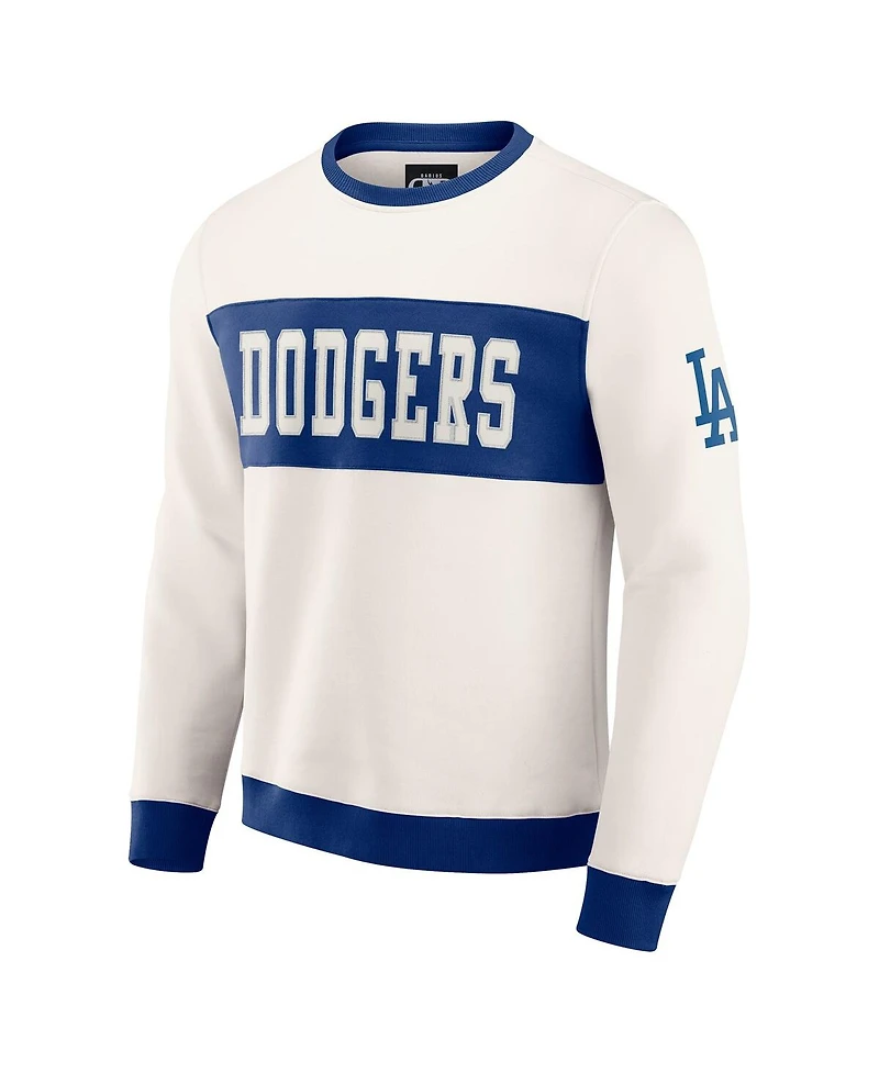 Darius Rucker Collection by Fanatics Men's Cream Los Angeles Dodgers Color block Crewneck Sweatshirt