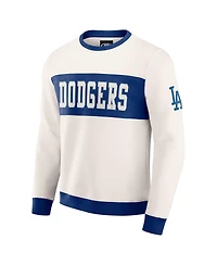 Darius Rucker Collection by Fanatics Men's Cream Los Angeles Dodgers Color block Crewneck Sweatshirt