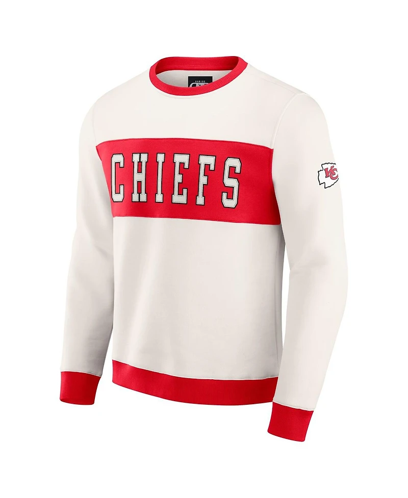 Darius Rucker Collection by Fanatics Men's Cream Kansas City Chiefs Color block Crewneck Sweatshirt