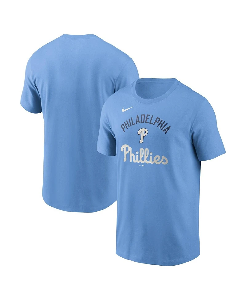 Nike Men's Light Blue Philadelphia Phillies Early Innings Stack T-Shirt