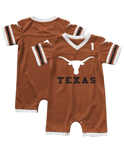 Colosseum Baby Boys and Girls Newborn Texas Orange Longhorns Bumpo Football Romper