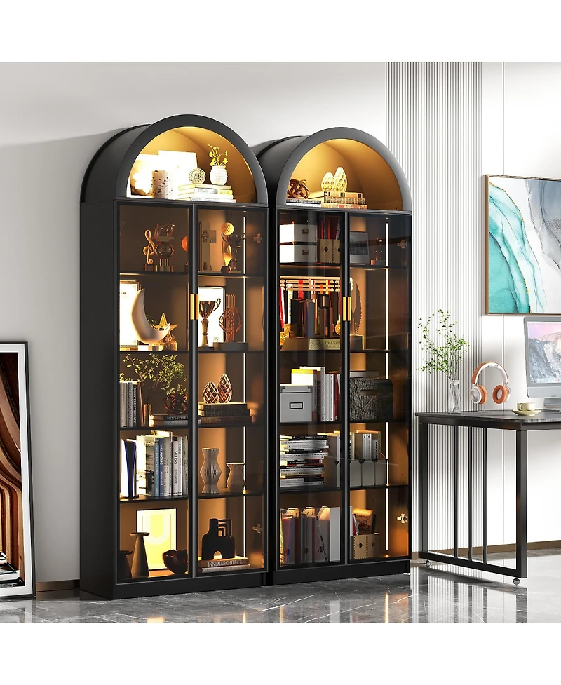 Vlsrka 76" 8-Tier Display Cabinet with 3-Color Motion Led