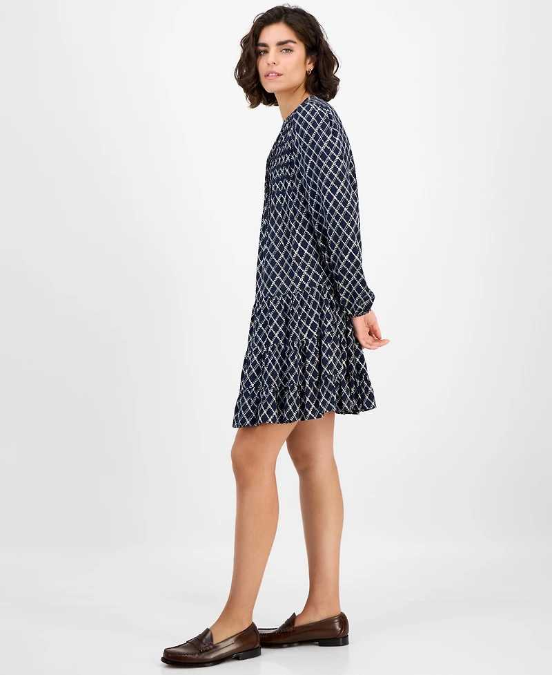 Nautica Jeans Women's Argyle Dot Tiered Dress