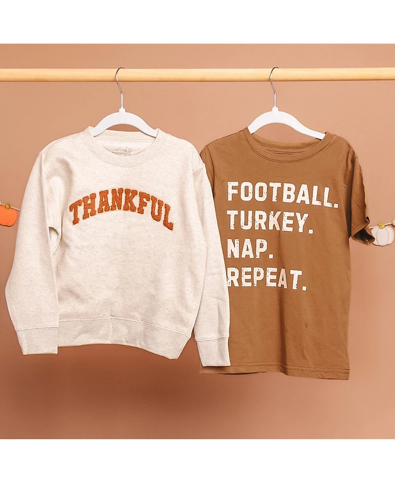 Sweet Wink Toddler Boys Football Turkey Nap Repeat Thanksgivinghort Sleeve T-Shirt
