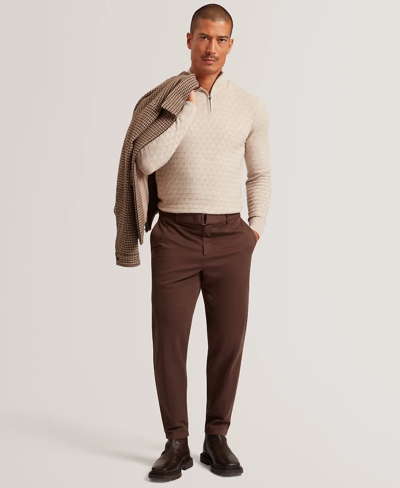 Ted Baker Men's Jeremee T Stitch Half Zip Long Sleeve Sweater