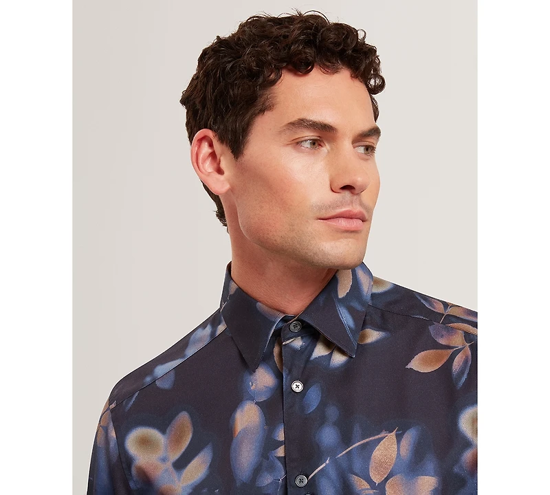 Ted Baker Kalmill Regular Fit Leaf Shadow Print Long Sleeve Shirt