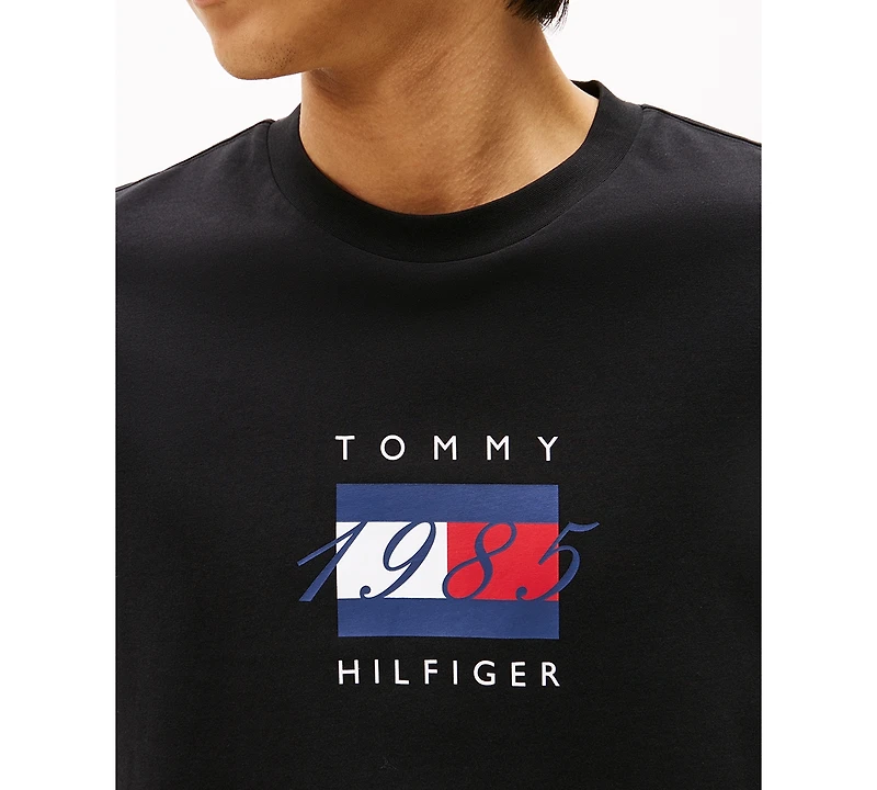 Tommy Hilfiger Men's Linear Flag Graphic Long Sleeves T-Shirt