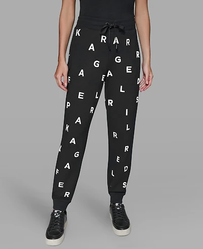 Karl Lagerfeld Paris Women's Logo Detail Pull on Joggers