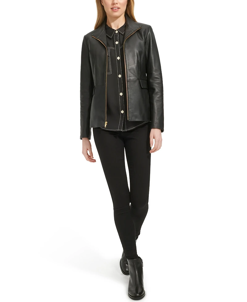 Cole Haan Women's Zip-Front Leather Jacket