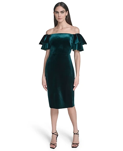 Eliza J Women's Velvet Off-The-Shoulder Dress