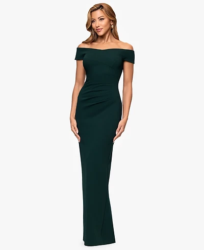 Xscape Women's Off The Shoulder Back Slit Dress