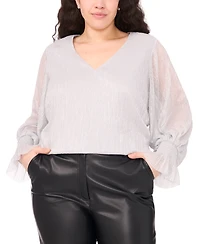 Vince Camuto Plus Metallic V-Neck Blouse