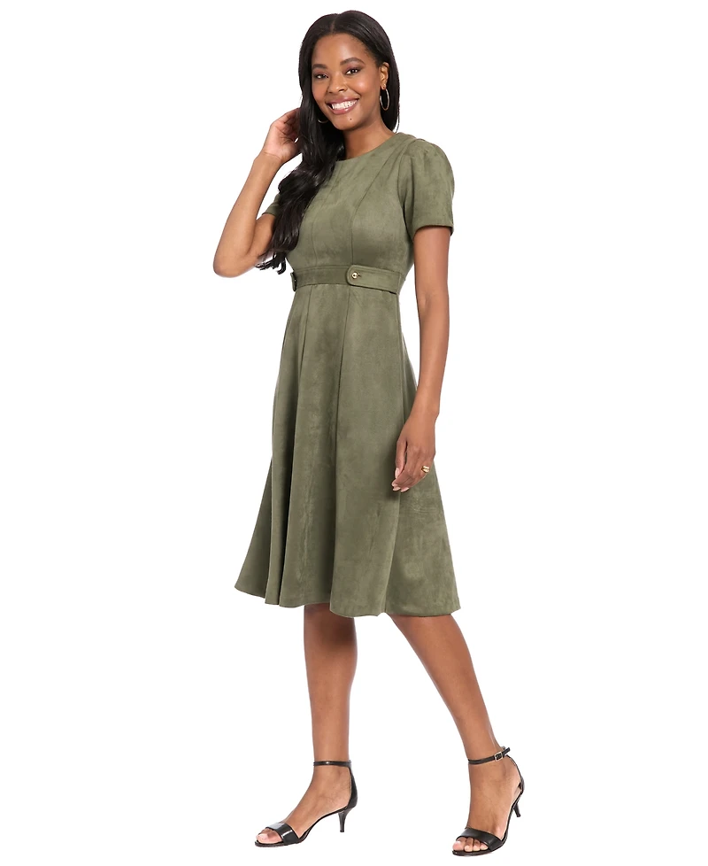 London Times Petite Crewneck Midi Dress