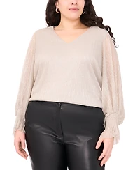 Vince Camuto Plus Metallic V-Neck Blouse
