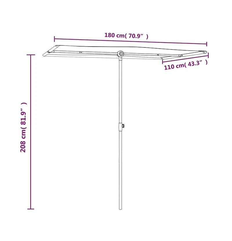 vidaXL Garden Parasol Bordeaux Red Polyester, Aluminum Medium