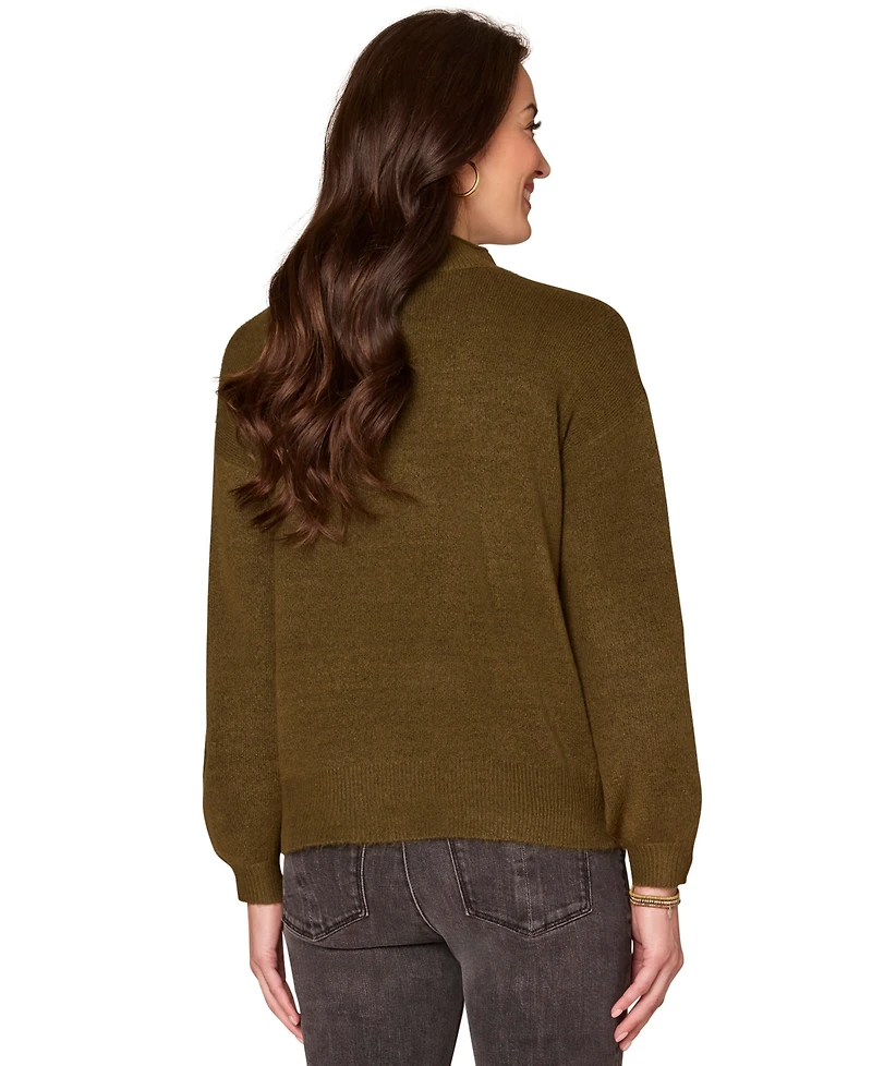 Democracy Petite Embellished Mock-Neck Sweater