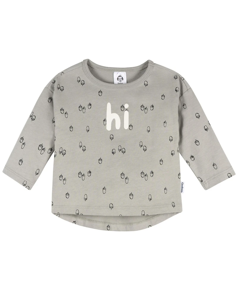 Gerber Baby Boys' 2-Piece Top & Joggers, Gray Arcon, 12 Months
