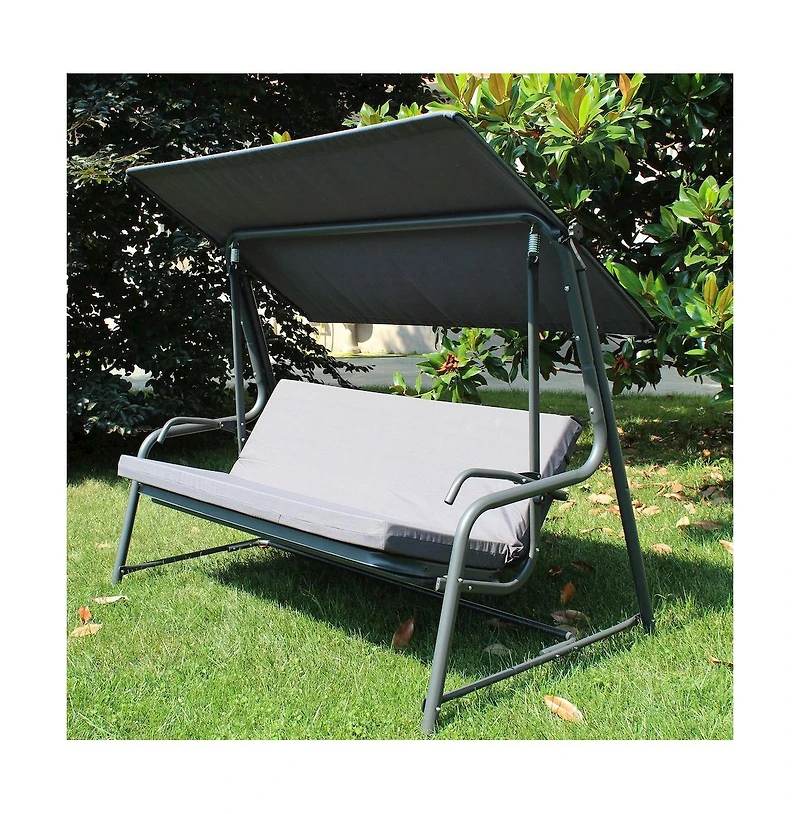 Sunjoy 4-Seat Luxury Swing and Bed with Elastic Metal Mesh Seat