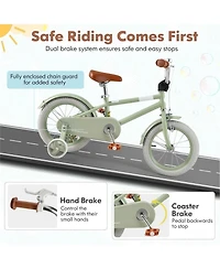 Kids Bike with Adjustable Handlebar and Saddle Green-14 Inches