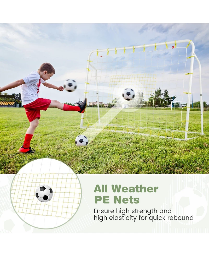 2-in-1 Kids Soccer Rebounder and Soccer Goal with Adjustable Height-White