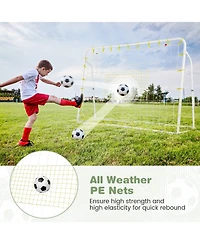 2-in-1 Kids Soccer Rebounder and Soccer Goal with Adjustable Height-White