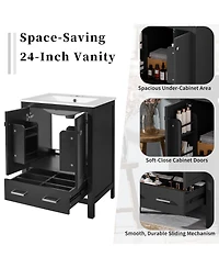 Lovmor Bathroom Vanity with Integrated Undermount Sink Storage Cabinet Divided Drawer for Versatile Storage
