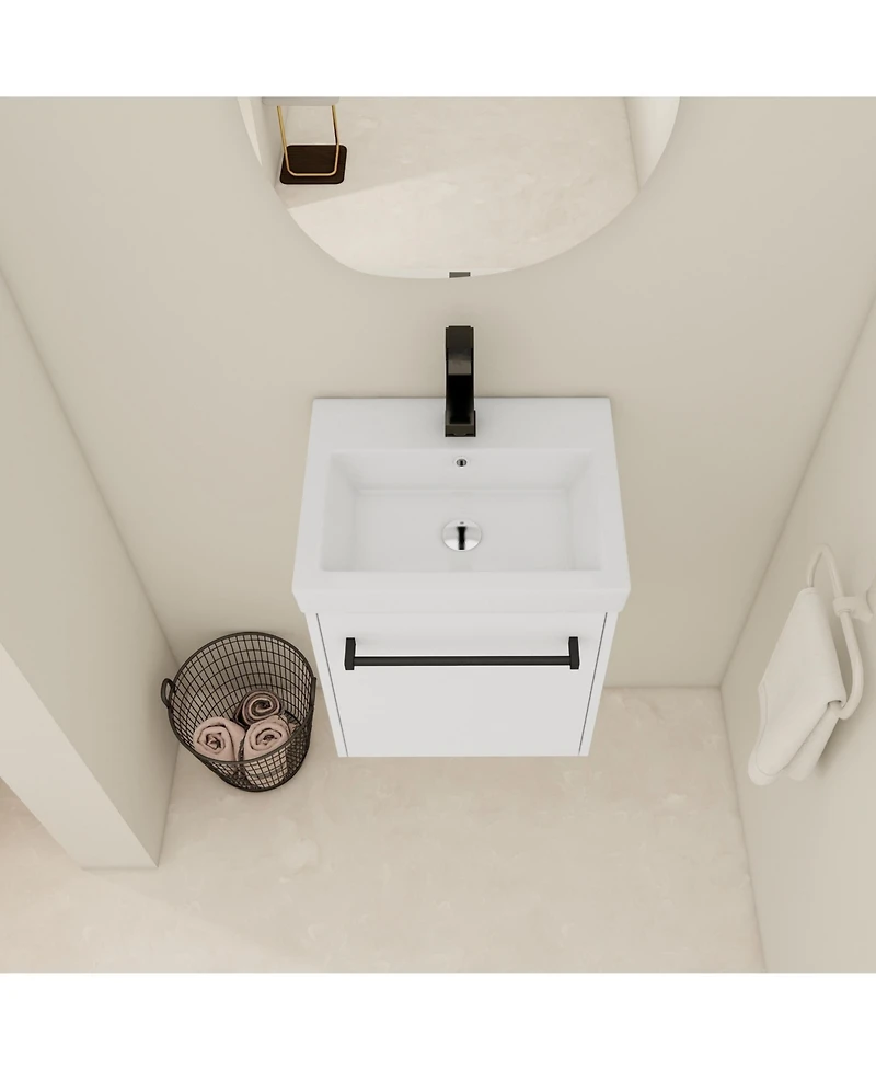 Lovmor Floating WallMounted Bathroom Vanity with Ceramic Sink For Small Bathroom