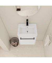 Lovmor Floating WallMounted Bathroom Vanity with Ceramic Sink For Small Bathroom