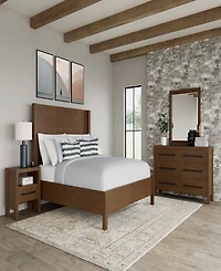 Furniture Davie Cracked Oak and Fabric 3-Pc. King Panel Set